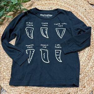 Munster Crew Neck L/S Animal Tooth Tee. Size 2T